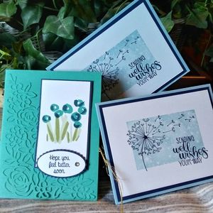 Set of 3, hand-crafted get well cards